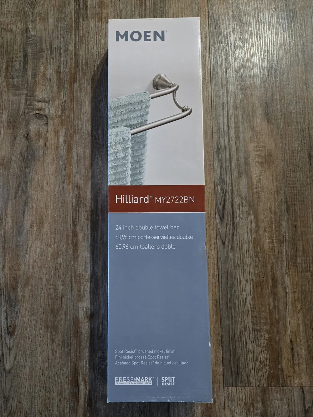 New Moen Hilliard 24” Double Towel Bar – Brushed Nickel (MY2722BN)
